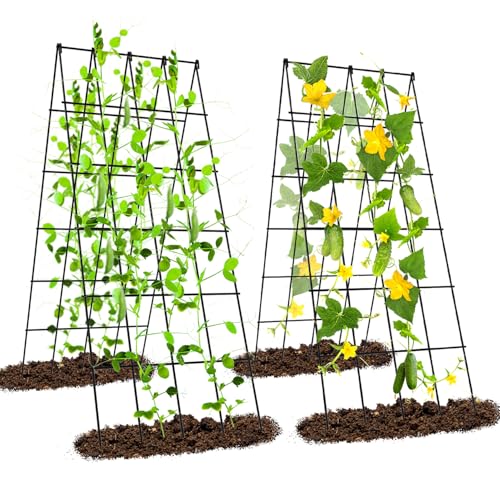Ytaoeo Metall Gurke Rankgitter Tomaten Rankhilfe Garten 2 Stück, Spalier Gitternetz Kletterpflanzen Pflanzenstütze für Blumen & Nutzpflanzen, Einstellbare Breite, Schwarz