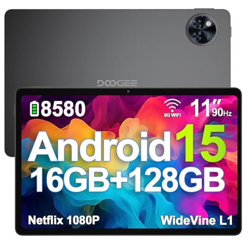 DOOGEE U11 Android 15 Tablet 11 Zoll 16GB RAM +128GB ROM (2TB TF) 8580mAh Gaming Tablet Android, 13MP+5MP, Octa-Core Tablets PC 2.4G+5G WLAN GMS/ WidevineL1/ 3.5mm Audio/GPS/Face ID/OTG [2025]