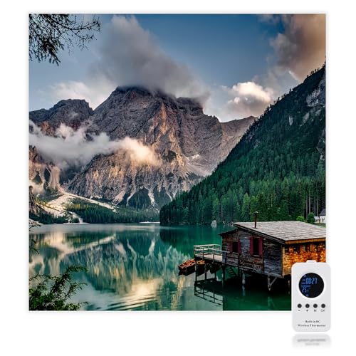 Hocosyme Infrarotheizung Bild 360 Watt, NFWF-WK-360W-PB Infrarotheizung Wandmontage mit Thermostat, Wochentimer - Lake - WIFI (Tuya Smart)- TÜV