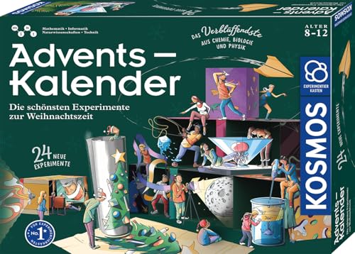 KOSMOS 661083 Experimente Adventskalender 2024, Die schönsten Experimente zur Weihnachtszeit, in 5 Min, für Kinder ab 8-12 Jahre, Spielzeug-Adventskalender, Science Adventskalender