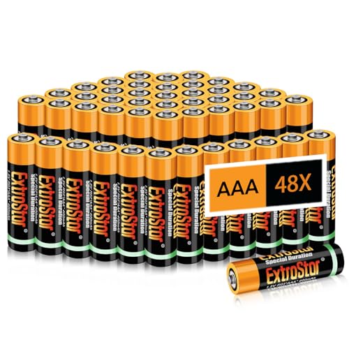 EXTRASTAR Zink-Carbon-Batterien AAA 1,5V (48 Stück) – Hochleistungsbatterien mit 400 mAh, Lange Haltbarkeit, Ideal für Haushalt, Spielzeug und Elektronik – Inklusive Aufbewahrungsbox