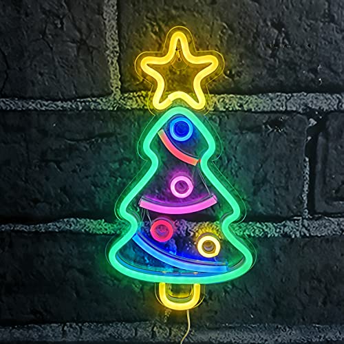 Tannenbaum Neonlicht LED Schild Beleuchtung Leuchtreklame Reklame Licht, Neonlichter Bar Party Wand Dekoration Geburtstag Wohnzimmer Weihnachten Weihnachsbaum dekorative Wandbeleuchtung Jugendzimmer