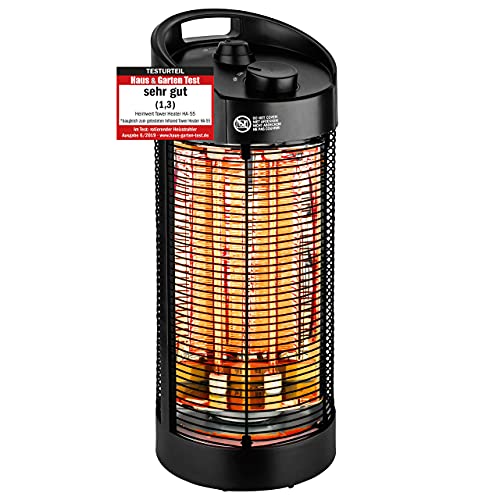 HEIMWERT Infrarot Heizstrahler, Infrarotheizung für Aussenbereich, Spritzwassergeschützt IPX4, Terrassenstrahler oszillierend, Messeneuheit ersetzt Heizlüfter (1200 Watt 360 Grad)