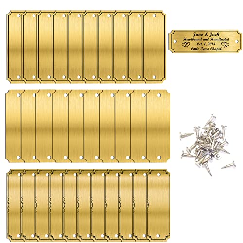 30pcs Gebürstetes Messingschild, Namensschild aus Messing für Laser Gravur Briefkasten Briefkastenschild personalisiert Willkommensschild Türschild, 7.6 * 2.5cm