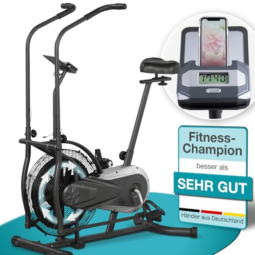 Air Bike Sitz-Crosstrainer Fahrrad Heimtrainer mit Trainingscomputer für zuhause, Indoor Bike belastbar bis 110 kg