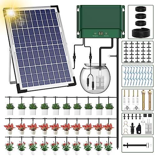 AnseTo Solar Bewässerungssystem für Garten Bewässerung, Automatische Bewässerungscomputer für die Tropfschlauch Bewässerung von Garten, Balkon, Greenhouse Pflanzen, Kübelpflanzen
