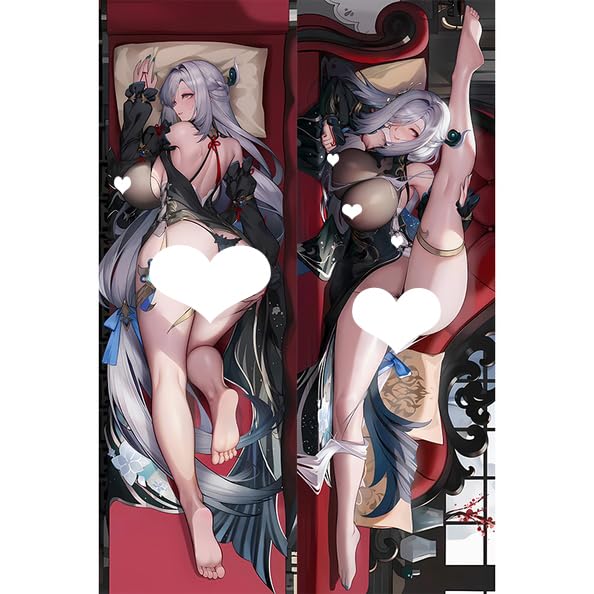 JNLIFT Anime Kissenbezug für Genshin Impact Shenhe,Anime Pillowcase Hochwertiges Full-Body Umarmungskissen Bezug,Body Kissenbezug Seitenschläferkissen Bezug,2WT-60x180CM