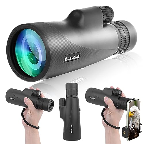 10-30x50 Monokular Teleskop für Erwachsene, Wasserdichtes HD Monokular Zielfernrohr mit Smartphone zur Vogelbeobachtung Sightseeing Wandern Jagd Camping (Black)