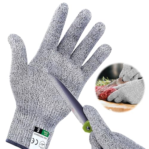 Schnittschutzhandschuhe, Schnittfeste Handschuhe praktisch, Leistungsfähiger Level 5 Schutz, leicht zu reinigen & lebensmittelecht, für den täglichen Gebrauch, Küchenhandschuhe(Größe L, 1 Paar)
