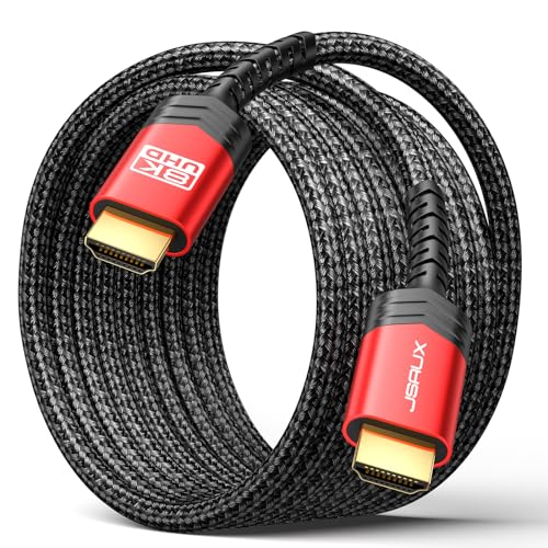 JSAUX 8K HDMI Kabel 3Meter, HDMI 2.1 Kabel Highspeed Ethernet 48Gbps 8K@60Hz, 4K@120Hz, UHD HDR 8, eARC, Dolby Vision, 3D, VRR, Kompatibel mit PS4 Pro, PS5, 8K Gaming, TV, Blu-ray-Player, Projektor