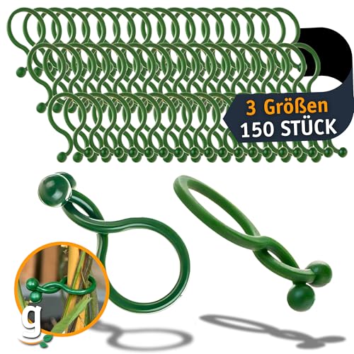 Gardazon Pflanzenclips Twist Lock 150 Stück – 13, 18, 23 mm Pflanzenhalter aus robustem Kunststoff, Flexibler Stützclip für Hochstamm-Pflanzen, Kletterpflanzen & Sträucher – Pfähle & Rankgitter