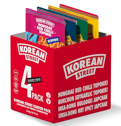 [Korean street] Starter Pack (Tteokbokki & Japchae instant nudeln Variety, 4 Pack)- Authentic Korean Cuisine at Home