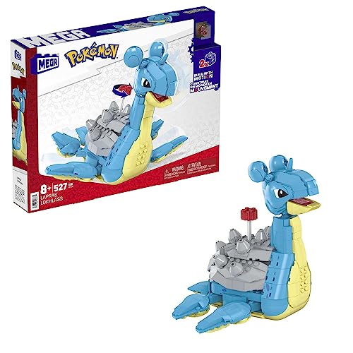 Mega POKÉMON Lapras - Das gepanzerte Transport-Pokémon (18 cm) im 527-teiliges Bauset mit Kurbelmechanismus in der lizenzierten Sammleredition, HKT26