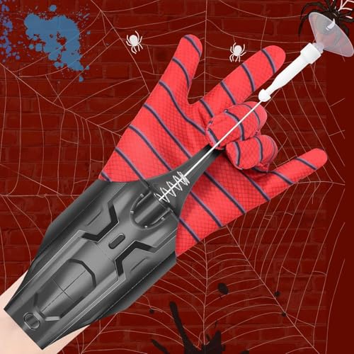 Spider Web Shooter Toy 2.0 Upgrade, Real Web Launcher String Shooters Toy, Coole Gadgets String Gloves Shooters Toy für Superhelden-Fans (Black)