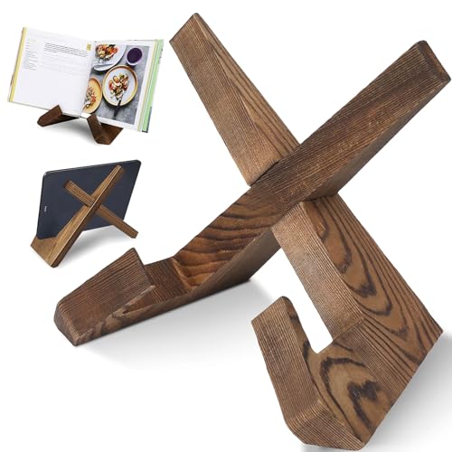 Kochbuchhalter,Holzkochbuchhalter Vintage Display Ständer Hände kostenloser Lesen Kochkochbuchständer Buch Ständer für Küchen Tablet iPad Magazine Ständer Vintage Deko