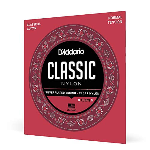 D'Addario Gitarrensaiten Konzertgitarre | Nylon Gitarren Saiten | Nylonsaiten | DER BELIEBTESTEN SAITENMARKE WELTWEIT | EJ27N | Nylon | Normal Tension