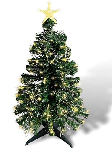 Fiberglas Weihnachtsbaum: Deko-Tannenbaum, LED-Beleuchtung mit Stern, 90 cm (Glasfaser Weihnachtsbaum, Weihnachtsbaum LED, Weihnachtsbaumbeleuchtung, warmweiß)