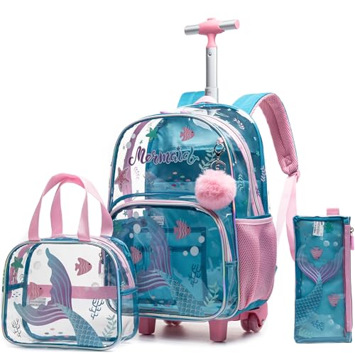 HTgroce Kinder Trolley Rucksack Schultasche Schulranzen Mädchen schultrolleys Schulrucksack Kinderkoffer Rolling Reisegepäck Mehrfachtaschen