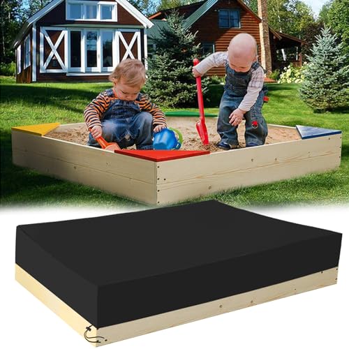 Sandkasten Abdeckung Wasserdicht 210D Oxford-Stoff Abdeckung Sandkasten Staubdicht Abdeckplane Sandkasten Sandkastenabdeckung mit Kordelzug für Sandkasten Garten (Schwarz, 120 * 120 * 20cm)