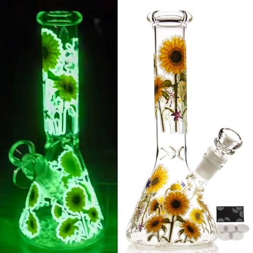 Glass Bong with Tornado percolate,Green Water Bongs with 14.5mm Bong Bowl Height 26cm Weight 400g Glass Pipe for Smoking Hookah Glass Bongs Oil Rig Smoking Pipe (Gelbe Bong)