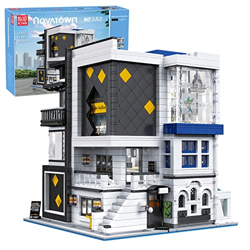 Mould King 16043 Street View Kreativserie, Streetview Building Blocks mit LED-Licht The Art Gallery Showcase-Modell Montagesteine ​​Kinderspielzeug