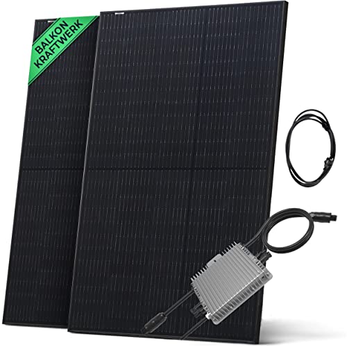 Solarway Balkonkraftwerk 600W Komplett Steckdose | Solaranlage Komplettset | 2x400W JaSolar-Module, Deye Wechselrichter mit APP/WIFI + Zubehör | Plug&Play | genehmigungsfrei (Ohne Halterung)