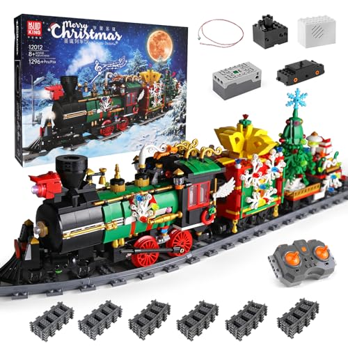 Mould King 12012 Technik Weihnachtszug Baukasten, Fernbedienung Winterferien Zug Baustein (1296 Teile), Technischer Klemmklotz als Weihnachtsspielzeug, Geschenk zu Weihnachten für Kinder ab 8 Jahren