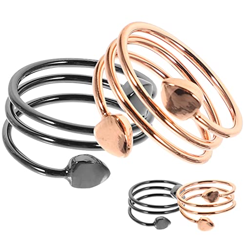 2Pcs Lymphdrainage Therapeutische Magnetfeldtherapie Ringe Liebe Herz Elemente Fingerringe Magnet Kupfer Ringe Jubiläumsring für Frauen Schmuck Geschenk Schwarz Roségold