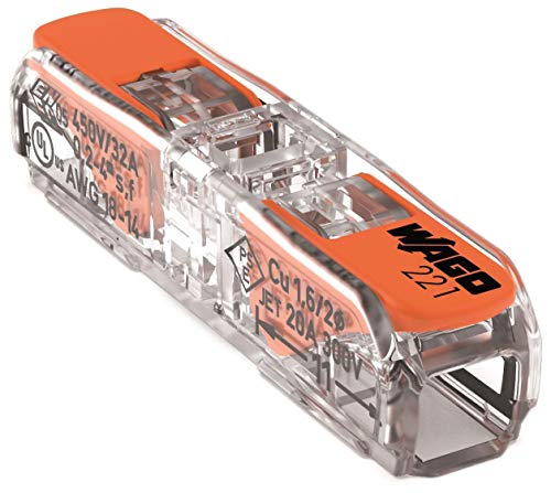 WAGO Klemme, 2-Leiter, 4 mm², Durchgangsverbinder mit Hebel, Transparent, 221-2411 (60 Stück)
