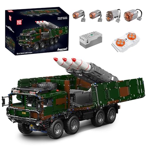 Mould King 20045 Technik MOC Baustein-Set eines militärischen Raketenfahrzeugs, ferngesteuert 8×4 Kasten-Raketen-Transporter Technologie Klemmbausteine Bausatz （4854+Teile）