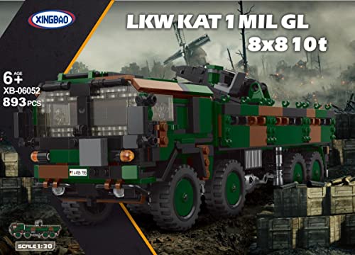 BlueBrixx 06052 Marke Xingbao – LKW Kat 1 MIL GL 8x8 10t, Bundeswehr aus Klemmbausteinen mit 893 Bauelementen. Kompatibel mit Lego. Lieferung in Originalverpackung.