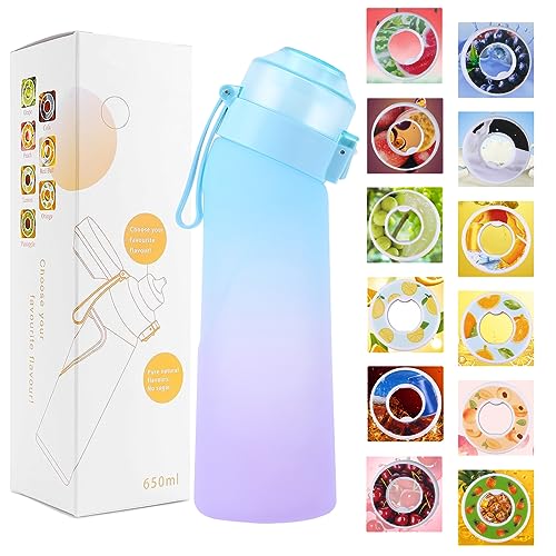 LYEAA Sports Air Wasserflasche 650ML Trinkflasche mit Geschmackskapseln, Sport Trinkflasche mit Schlüsselband 0 Zucker Sport Wasserflasche [ BPA Frei]