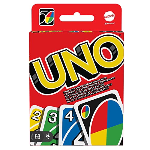 Mattel Games UNO Kartenspiel für die Famile, Perfekt als Kinderspiel, Reisespiel oder Spiel für Erwachsene, für 2-10 Spieler, ab 7 Jahren, W2087