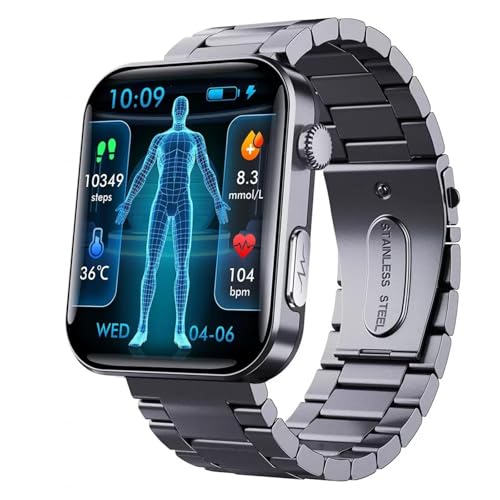 Wizvox Fitnessuhr Herren, Smartwatch Mit EKG Und Blutdruckmessung SOS-Notruf, Smartwatch 𝐁l𝐮𝐭𝐳𝐮𝐜𝐤𝐞𝐫 Modischer Begleiter F06,B