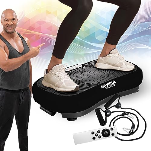 Miweba Sports Fitness 2D Vibrationsplatte MV100 | 3 Jahre Garantie - 250 Watt - 3 multidimensionale Vibrationszonen - Oszillierend - Abnehmen - Fettverbrenner - Fitnessgeräte für Zuhause (Schwarz)