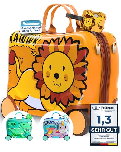 Kinderkoffer zum Draufsitzen als Kinderkoffer Handgepäck & Kindertrolley Ersatz - Kinderkoffer zum Sitzen für Jungen & Mädchen - Kinder Reisekoffer für Kindergepäck - Kinderkoffer mit Rollen