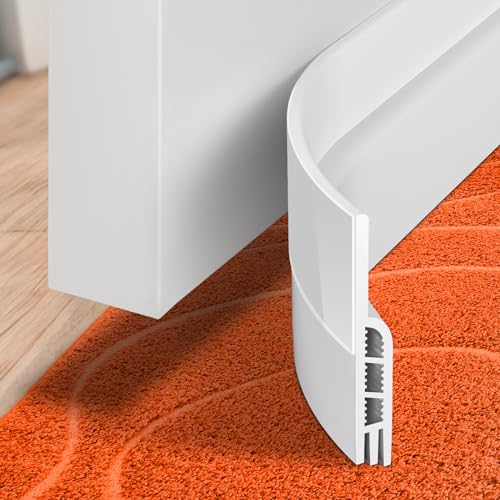 Holikme Zugluftstopper für TürenTürdichtung Zugluftstopper mit Robuste Kleber- Silikon Zugluftstopper Schnell & einfach an Innen- und Außentüren- Energie sparen, Schallschutz, Hellweiß
