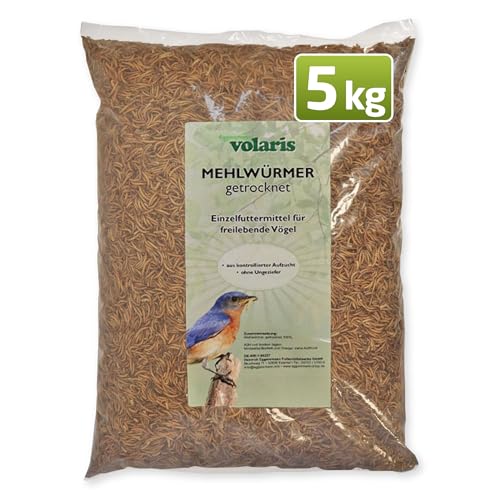 Eggersmann volaris 5 kg Mehlwürmer getrocknet | Proteinreich & Natürlich | Ideal für alle Vogelarten | Wildvogelfutter Ganzjahresfutter