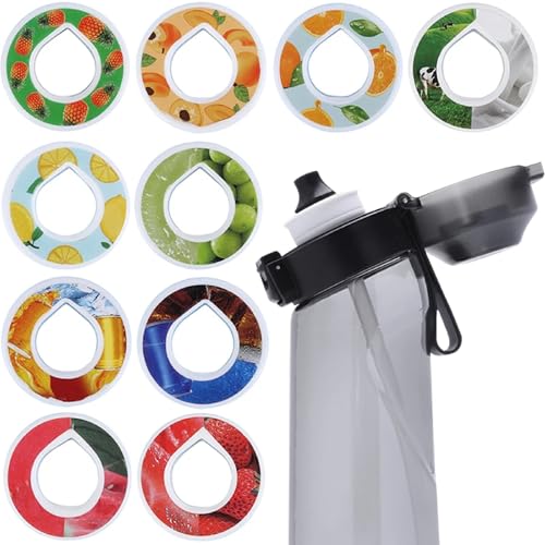 Shinekoo 10 Stück Air Flavor Pods Pack Wasserflasche Pod Set, Wasserflasche Pods Aromen Verschiedene Geschmacksrichtungen Infuser Ringe, Zero Sugar & Zero Calories Flavor Infuser Ringe für