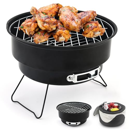 Seahelms Klappgrill Klein Grill Camping Grill 26×26×18cm Tragbarer Campinggrill BBQ Grills mit Isolierter Tasche for Picknick Outdoor Garten Party