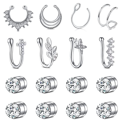 AceFun Fake Nasenpiercing Gefälscht Magnetische Fake Nasenstecker Fake Septum Faux Nasenring Fake Ohr Helix Cartilage Lippe Piercing Ring