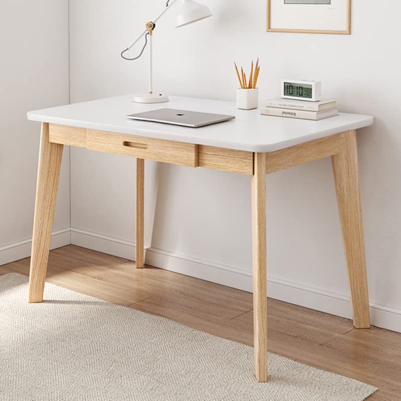 IOTXY Holz Kleiner Schreibtisch mit Schubladen - Computertisch im Heimbüro, Weiß, 80cm