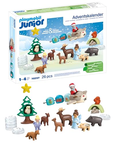 PLAYMOBIL JUNIOR | nachhaltiger Adventskalender für Kinder ab 1 Jahr | Schneeweihnacht | aus über 90% biobasiertem Kunststoff für sicheres Spielen | 70297