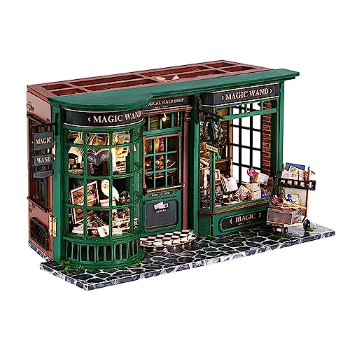 CUTEBEE Puppenhaus Miniatur Haus mit Möbeln, DIY Puppenhaus Bausatz Plus Staubschutzhülle 1:24 Maßstab Kreativzimmer für Valentinstag Geschenkidee (Magic House)