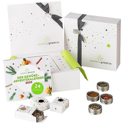 Zauber der Gewürze Premium Gewürz Adventskalender 2023 | Weihnachtskalender mit 24 hochwertigen Gewürzen & Rezept-Booklet | Adventskalender und Geschenk für Männer und Frauen