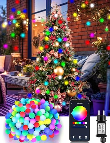DOTWAYAW Smart Lichterkette 20M 200 LED Globe Weihnachtsbaum Lichterkette - App-gesteuerte Lichter für Weihnachtenrn mit 16 Millionen RGB Farben LED-Lichtern