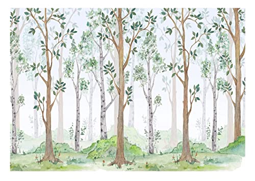 Vlies Fototapete Kinderzimmer Wald Mädchen Bäume Skandinavisch Wandtapete Tapete UV-Beständig Montagefertig (14068, V8 (368x254 cm) 4 Bahnen)