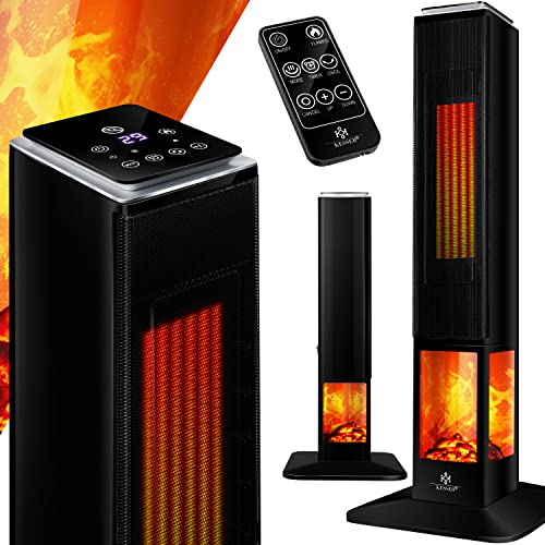 KESSER® Turmheizstrahler Heizstrahler Standheizstrahler Infrarot mit Fernbedienung Timer Kamineffekt, Heizung Turm-Keramik-Heizer Heizlüfter Heizgerät Kamin Standheizung mit Oszillationsfunktion