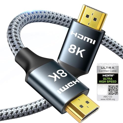 ARISKEEN 8K HDMI 2.1 Kabel 1M,Zertifiziertes 48Gbps High Speed Nylon Geflochtenes HDMI Kabel, Unterstützt 8K@60HZ, 4K@120Hz, Kompatibel mit PS5/4 TV Monitor Blu-ray Soundbar DVD Laptop