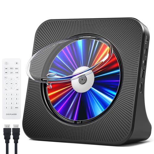 Gueray DVD Player CD Player Bluetooth CD-Player mit Lautsprecher Unterstützt Fernbedienung Anzeige FM Radio mit USB- Kartenwiedergabe 3,5 mm AUX Wecker Kopfhöreranschluss Staubschutzhülle